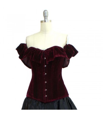 Women Steampunk Wine Roses Corset Steel Boned